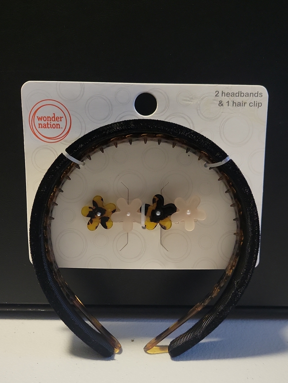 wonder nation Black Headbands with Yellow and Cream Floral Clips